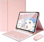 QIYIBOCASE Keyboard Case for iPad Mini 7th/6th Generation,Case for iPad Mini 6/Mini A17 Pro (2024) with Keyboard and Mouse, Candy Detachable Magnetic Keyboard with Pencil Holder (Pink)