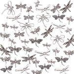 PH PandaHall 90pcs 9 Styles Dragonfly Charms Flying Animal Charms Alloy Tibetan Pendants for Spring Summer DIY Necklace Bracelet Jewelry Making, Antique Silver