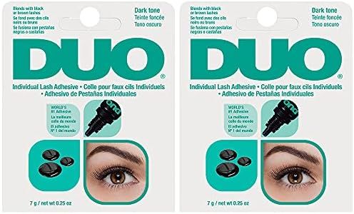DUO Individual Lash Adhesive - Dark, Long-Lasting Lash Glue for Individual Lashes and Eyelash Clusters, 0.25 oz, 2 Pack