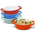 Joeji's Kitchen Set of 4 Mini Oval Ceramic Oven Baking Dishes - Ideal for Mini Lasagne Shepherds Pie and More - Small Casserole Dish - Individual & Kids Portion - 4 Colours