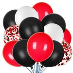 JOYYPOP 80Pcs Red White and Black Latex Balloons with Confetti Balloons for Poker Card Party Decorations,Casino Party,Race Car Party