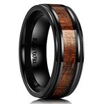 King Will NATURE 8mm Black Titanium Ring with Wood Inlay Wedding Band Ring for Men Real Comfort Fit 12