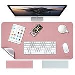 Weelth Multifunctional Office Desk Pad, Waterproof Desk Pad Protector PU Leather Dual-Sided Desk Writing Pad for Office/Home (Pink/Sliver, 23.6" x 13.7")