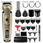 Hatteker Beard Trimmer for Men Beard Grooming Kit T-Blade Mustache Trimmer Hair Clipper Electic Razor Shavers Cordless Waterproof Nose Body Trimmer 8 in 1 Adjustable Speed (Bronze)