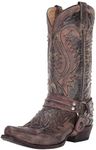 Stetson Men's Outlaw Distressed Harness Riding Boot, Brown, 7.5 Wide