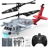 DEERC Black Hawk RC Helicopter, Remote Control Helicopter with Red Scorpion Tail Design, 24 Mins Flight (2 Batteries), Helicopters Toy for Kids, LED Lights, Altitude Hold, Birthday Gift for Boys 8-12