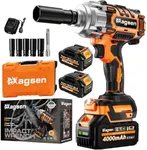 MAGSEN 1/2 inch Cordless Impact Wrench, 900Ft-lbs (1200N.m) High Torque Brushless Impact Gun,3800RPM,2x4000mAh Battery, 5 Sockets,LED Light,Electric Impact Motor Variable Speeds for Car/Mower/Pickup