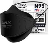BNX N95 Mask NIOSH Certified MADE IN USA Particulate Respirator Protective Face Mask, Tri-Fold Cup/Fish Style, (50-Pack, Approval Number TC-84A-9362 / Model F95B) Black
