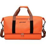 Topfinder Weekender Overnight Bag for Women Carry On,Travel Duffel Bag Lightweight with Shoe Compartment,Small Tote Gym Bag for Sport with Wet Pocket and Yoga Mat Holder (Orange)