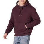 Amazon Essentials Men's Sherpa-Lined Pullover Hoodie Sweatshirt, Burgundy, Medium