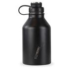 EcoVessel BOSS Stainless Steel Half Gallon Water Bottle with Dual Lid, Beer Growler, Water Jug 64 oz Water Bottle Wide Mouth Opening Gym Water Bottle (Black Shadow)