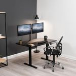 PINK CITY ARTS Standing Desk with Manual Height Adjustment, Black Frame with Black Tabletop, Manual Height Adjustable Table with Hand Crank, 1200 x 600 mm, 80 kg Weight Capacity Steel Alloy