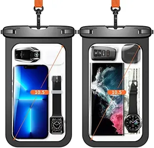 Lanhiem 10.5" Large Waterproof Phone Pouch, 2 Pack Universal IPX8 Waterproof Dry Bag with Lanyard for iPhone 16 15 14 Pro Max, Samsung Galaxy S24 S23 S22 Ultra, S23 FE, Pixel 9 8 Pro, Black+Black