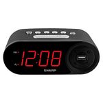 SHARP Digital Easy to Read Alarm Clock with 2 AMP High-Speed USB Charging Power Port - Charge Your Phone, Tablet with a high Speed Charge! Simple, Easy to Use Operation, Midnight Black