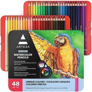 Arteza Watercolor Colored Pencils for Adult Coloring, Set of 120 Colored Pencils, Art Drawing Pencils in Bright Assorted Shades, Art Supplies for Blending, Layering, and Watercolor Techniques