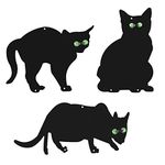 Scare CatsMetal, 3 X Garden Scare Cat Black Cat Silhouette Cats 3-Pack Bird Fright Cats Metal Cats With Green Marble Eyes For Gardens Vegetable Gardens Ponds Fences Or Walls Weatherproof Silent