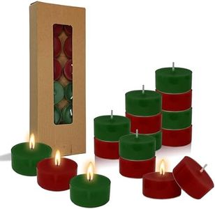 Festive Cedar & Apple Scented Tealight Candles, 12 Pack Red Green Colored Holiday Tea Lights with Clear Cups | Long-Lasting for Seasonal Home Decor,T01-12S-RDCDAL
