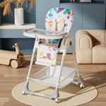 R for Rabbit Marshmallow High Chair For Baby, Multiple Recline Position High Chair With 7 Level Height Adjustment And 3-Recline Modes 6 Months To 5 Years | 6 Months Of Warranty | (Abstract White)