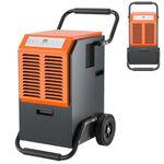 HOMFME Commercial Dehumidifier, Portable Compressor Dehumidifier with 24H Timer, Auto Defrost, Memory Restart, Industrial Building Dryer for Basement Warehouse (Orange, 63L/Day, 44 x 51 x 79cm)