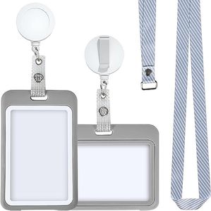 Badge Holder for ID Cards, 2 Pack Heavy Duty Retractable Badge Holders with Carabiner Reel Clip, Style Clear ID Card Holders Vertical and Horizontal for Women and Men