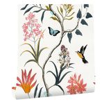 myforHD Floral Wallpaper Peel and Stick Flower Bird Butterfly Self Adhesive Wall Paper Furniture Sticker Paper Removable Waterproof Contact Paper Furniture Film PVC Vinyl Wall Sticker