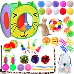 SUPJADE Cat Kitten Toys Interactive-Feather-Toys- 37Pcs Kitten Mice Toys Sets for Indoor Cats Kitten Tunnel Mice Mouse Wand Springs Teaser Toys Kitty (1#)