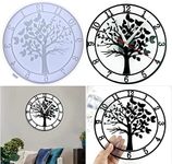 Silicone Tree of Life Large Clock Resin Epoxy Mold With Movement, Arabic Number Wall Clock Casting Mould Home Art Hanging Decor Ornaments Craft Kit