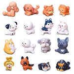 16 Pcs Mini Dog Figurines Set, Cute Puppy Fairy Garden Accessories, Different Breeds of Dogs Miniature Figurines Playset, Resin Cartoon Dog Cake Topper, Mini Animal Figures