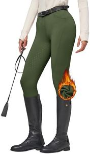 Willit Women's Fleece Riding Breeches Winter Horse Riding Pants Tights Equestrian Thermal Schooling Tights Army Green L