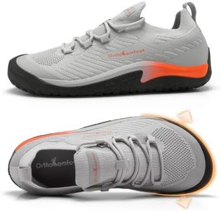 OrthoComfoot Men's Orthopedic Wide Toe Box Zero Drop Barefoot Shoes, All Day Standing Work Sneakers, Arch Support Footwear for Retail & Service Staff, Grey Size 8.5