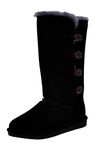 BEARPAW Women's Lori Tall Boot, Black/Grey Fur, 9 B(M) US