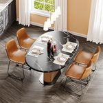 Aowos Dining Chairs Set of 4, 18 Inch Modern Armless Dining Chair with Back, Faux Leather Kitchen Dining Room Chair with Metal Legs for Home, Bistro Coffee Shops (Brown)