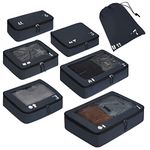 ECOHUB Packing Cubes for Suitcase 7 PCS Travel Organiser Packing Bags Recycled PET Eco Friendly Travel Accessories Shoes Bags for Travel Storage Bag Luggage Organiser Bags Travel Pouch(Dark Bule)