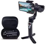 3-Axis Mini Handheld Gimbal Stabilizer for iOS & Android - Foldable Pocket Gimbal Bundle- Live Video & YouTube Vlogging Smartphone Steadicam with Grip - Bluetooth Compatible, Black, IGF-808