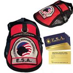 Premium Emotional Support Dog Vest | ESA Dog Vest | Mesh Cooling Panel | Emotional Support Dog Harness | Includes 5 Federal Law ESA Handout Cards (18" - 22" Girth, Red)