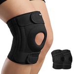 AVIDDA Knee Support with Open-Patella Design for Joint Pain, Sports, Injury Rehabilitation, Adjustable Knee Brace for Men Woman with 3 Straps, for Knee Circumference 1Pair Black(12.5" to 18.5")