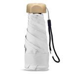 PRIME PICK Compact Travel Umbrella - Windproof & UV Protection Mini Umbrella with Anti-Slip Handle for Men, Women, & Kids - Lightweight, Foldable, 95% UV Block, Rain & Sun Coverage - White