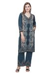 Rosary Women's Warm Woolen Winter Wear Jacquard Kurta with Palazzo Set of 2pc, RZKP025PEACOCK-L