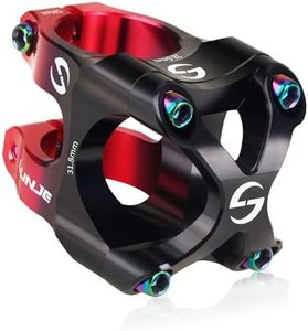 LUNJE 31.8mm Bike Stem, 35mm Short MTB Stem, CNC Machined 6061-T6 Aluminum Alloy with Vibrant Dual-Tone Anodized Finish, Anti-Corrosion, Fits Mountain/Road/BMX Bikes (Black Red)
