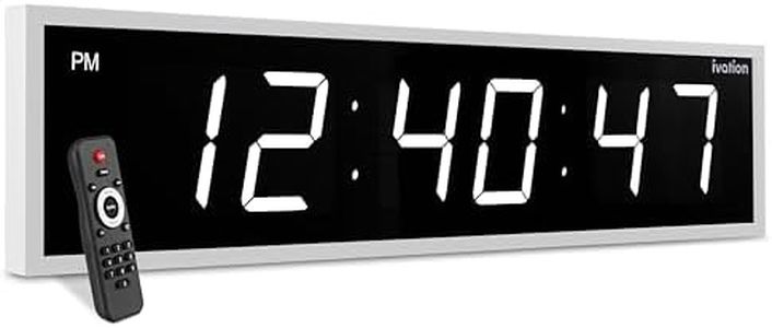 Ivation Huge 72" Inch Large Big Oversized Digital LED Clock with Stopwatch, Alarms, Countdown Timer & Temp - Shelf or Wall Mount (White) | 6-Level Brightness, Mounting Holes & Hardware