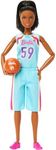 Barbie Made to Move Doll & Accessories, Brunette Basketball Player Wearing Removable Uniform with Ball, 22 Bendable Joints