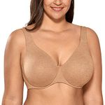 Delimira AISILIN Women's Full Coverage Underwire Unlined Plus Size Minimizer T-Shirt Bra, 36G, Chanterelle