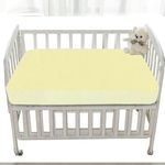 Trance Home Linen Cotton Terry Premium Baby Toddler Waterproof Crib Bed Protector Fitted Sheet | Cradle Mattress Cover Bed Protectors | Elasticated | Hypoallergenic (28"x52" | Ivory Yellow | Pack 2)