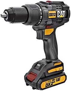 Cat DX12 18V 1/2” Cordless Hammer Drill with Battery and Charger, Heavy-Duty Hammer Drill Cordless with 22+1+1 Torque Settings, Multi-Function Brushless Drill – 2 Batteries & Charger Included