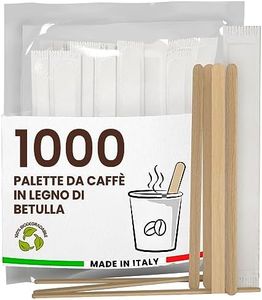 1000 Palette Caffè Monouso in Legno di Betulla, Imbustate Singolarmente, Biodegradabili e Compostabili, Resistenti al Calore per Mescolare Caffè e Bevande - Made in Italy
