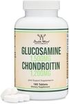 Glucosamine Chondroitin Triple Strength (1,500mg Glucosamine Sulfate, 1,200mg Chondroitin) 180 Tablets, Two Month Supply (Joint Support Supplement) Gluten Free, Non-GMO by Double Wood