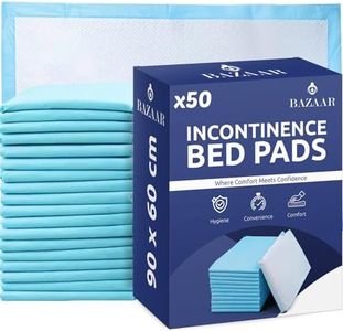 50 x Bazaar Disposable Incontinence Bed Pads 60 x 90cm | Highly-Absorbent Incontinence Bed Sheets | Waterproof Incontinence Sheets for Sofa, Mattress, Chair & for Babies, Children, Adults, & Elderly.