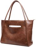 Large Tote Bag for Women Work with Zipper 16L Vegan Leather Ladies Travel Purses and Handbags Dark Brown