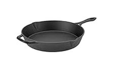 Lagostina Cast Iron, 12-in Skillet, Heavy-Gauge Body, Pouring spouts, no Seasoning Required, Superior Heat Retention, Induction, Oven Safe 500°F, Black