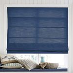 LANTIME Roman Shades Window Blinds, Elegant Made to Order Blackout Navy Fabric Window Roman Shades for Windows, Doors